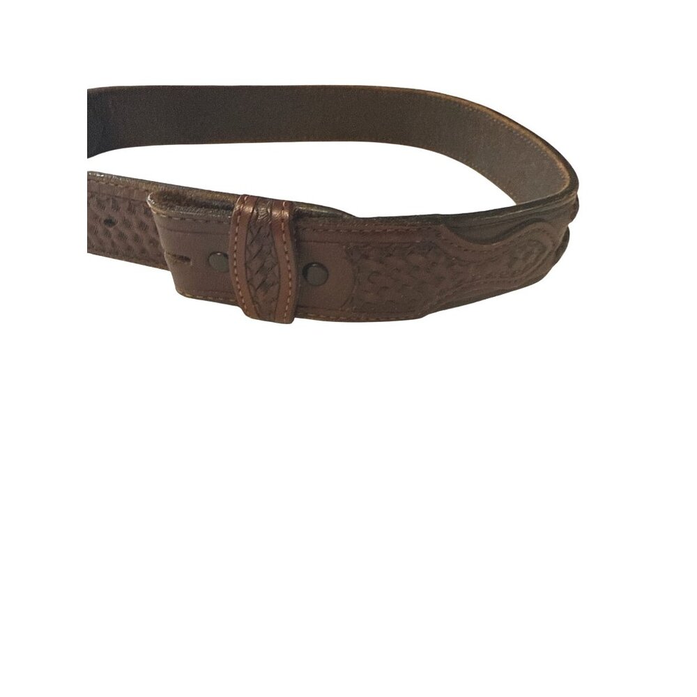 Vintage MNR Western Leather Belt With Braided Accent Size 30  NO BUCKLE Mexico